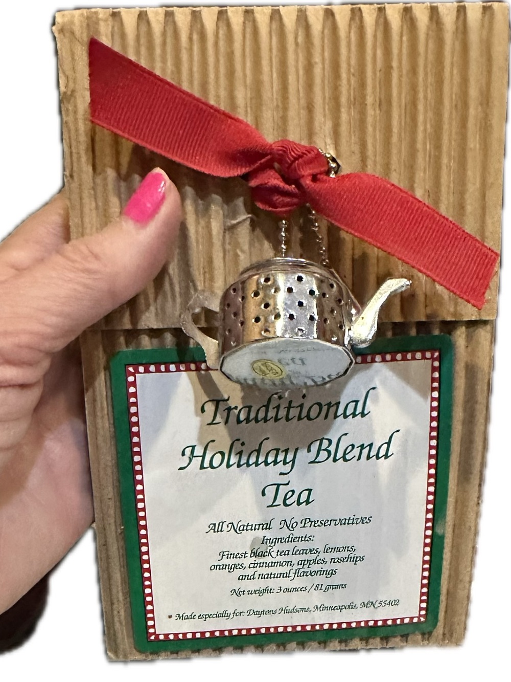 VTG TRADITIONAL HOLIDAY BLEND TEA STAINLESS TEAPOT TEA SPICE INFUSER ORNAMENT